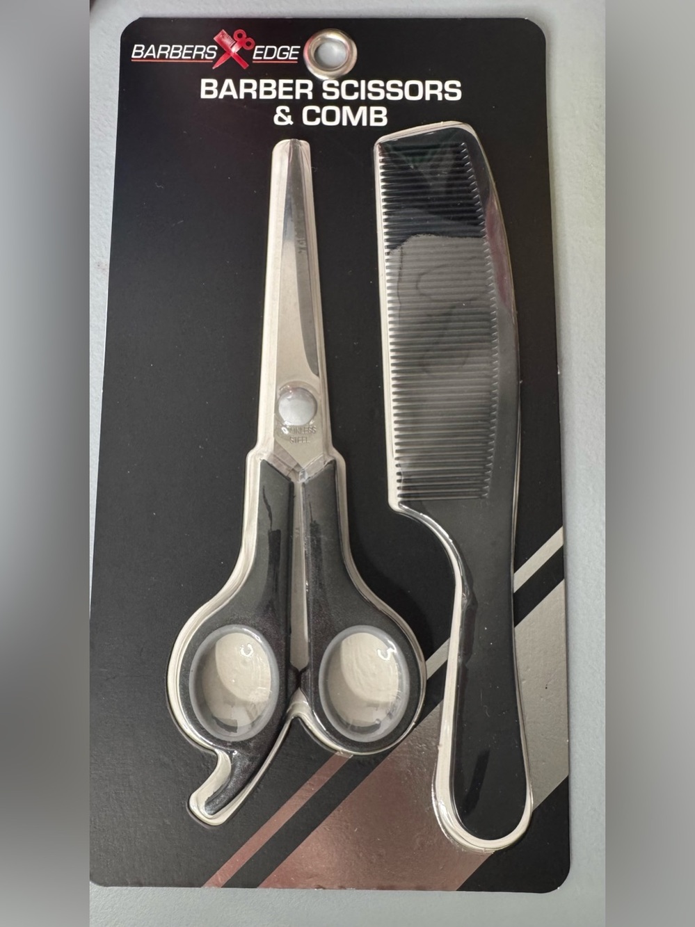 Barbers edge Black Scissors & Comb Grooming Set 2pcs Kit